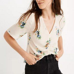 Madewell Silk Shirred-Front Top, 0